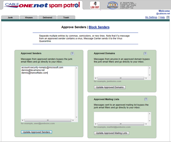 CableOne spam patrol TranSoft Labs 2022